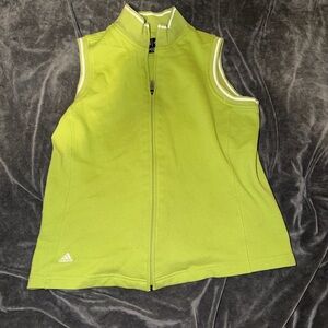 adidas Lime Green and White Sleeveless Athletic Vest